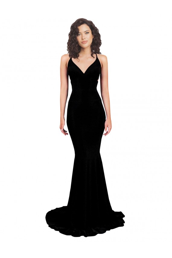 Noir Sirène Col V Spandex Longue Formelles Robes demoiselle d'honneur / Robes de soirée / Robes de bal Pas Cher