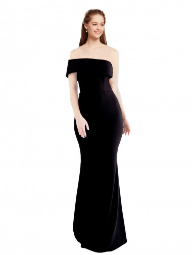 Noir Sirène Crêpe Stretch Longue Formelles Robes demoiselle d'honneur / Robes de soirée / Robes de bal Pas Cher