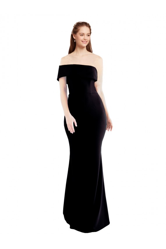 Noir Sirène Crêpe Stretch Longue Formelles Robes demoiselle d'honneur / Robes de soirée / Robes de bal Pas Cher