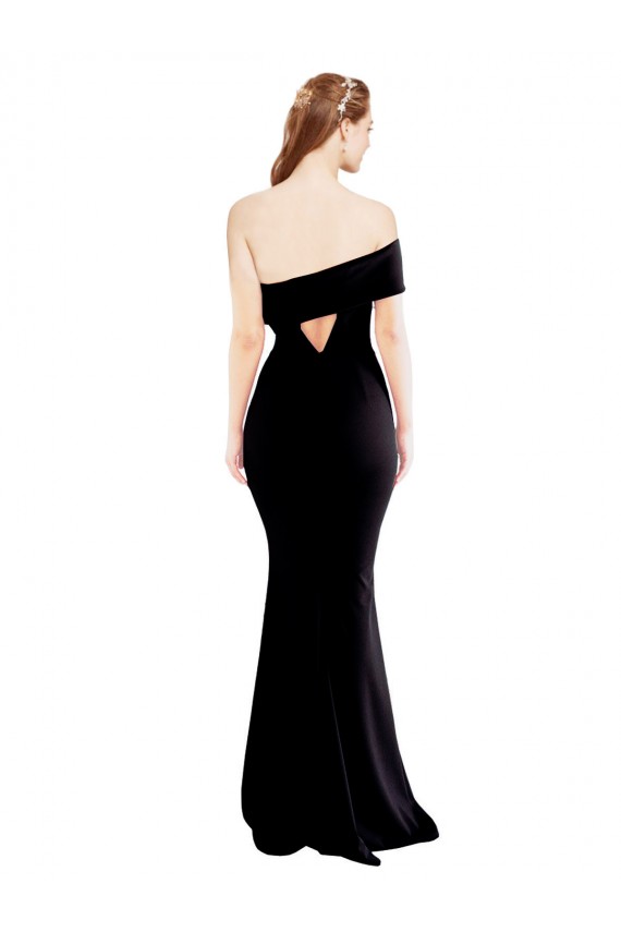 Noir Sirène Crêpe Stretch Longue Formelles Robes demoiselle d'honneur / Robes de soirée / Robes de bal Pas Cher