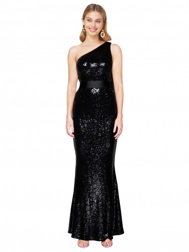 Noir Sirène Paillette Longue Formelles Robes demoiselle d'honneur / Robes de soirée / Robes de bal Pas Cher