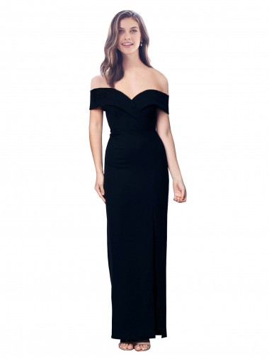 Noir Sirène Épaule Dénudée Crêpe Stretch Longue Formelles Robes demoiselle d'honneur / Robes de soirée / Robes de bal Pas Cher