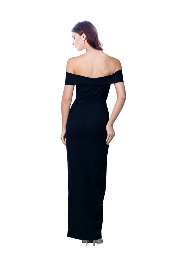 Noir Sirène Épaule Dénudée Crêpe Stretch Longue Formelles Robes demoiselle d'honneur / Robes de soirée / Robes de bal Pas Cher