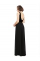 Noir Trapèze Col V Mousseline Velours Longue Robes demoiselle d'honneur / Robes de bal Pas Cher
