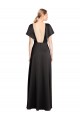 Noir Trapèze Col V Satiné Stretch Longue Formelles Robes demoiselle d'honneur / Robes de soirée / Robes de bal Pas Cher