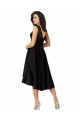 Noir Trapèze Illusion midi Satiné Dentelle Courte Asymétrique Robes demoiselle d'honneur / Robes de cocktail Pas Cher