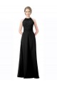 Noir Trapèze Licou Mousseline Longue Robes demoiselle d'honneur