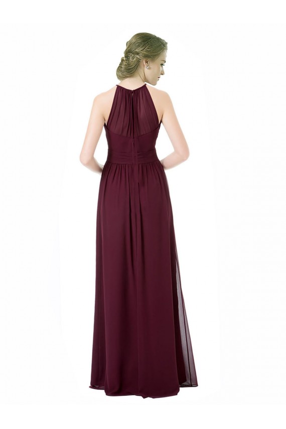 Noir Trapèze Licou Mousseline Longue Robes demoiselle d'honneur