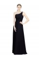 Noir Trapèze Mousseline Longue Robes demoiselle d'honneur Pas Cher