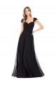 Noir Trapèze Mousseline Longue Robes demoiselle d'honneur Pas Cher