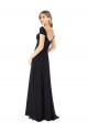 Noir Trapèze Mousseline Longue Robes demoiselle d'honneur Pas Cher