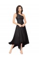 Noir Trapèze Sans bretelle midi Mousseline Courte Asymétrique Robes demoiselle d'honneur / Robes de cocktail Pas Cher