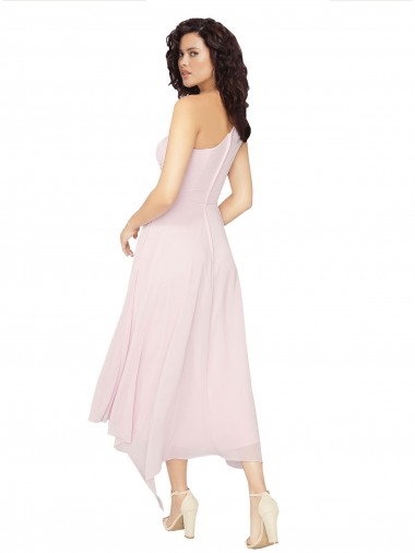 Noir Trapèze Sans bretelle midi Mousseline Courte Asymétrique Robes demoiselle d'honneur / Robes de cocktail