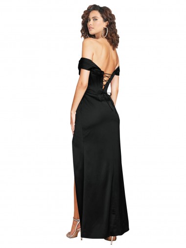 Noir Trapèze Satiné Soyeux Longue Formelles Robes demoiselle d'honneur / Robes de soirée / Robes de bal