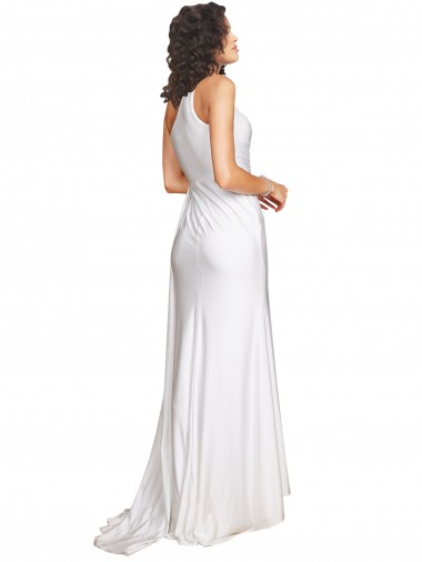 Blanc Trapèze Satiné Soyeux Robes de mariée
