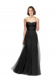 Noir Trapèze Tulle Longue Robes demoiselle d'honneur Pas Cher