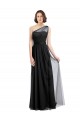 Noir Trapèze Tulle Longue Robes demoiselle d'honneur Pas Cher