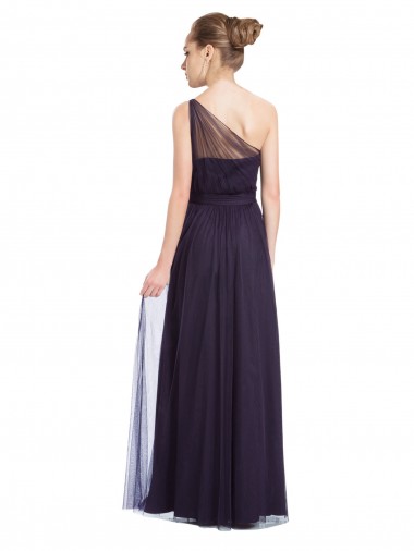 Noir Trapèze Tulle Longue Robes demoiselle d'honneur