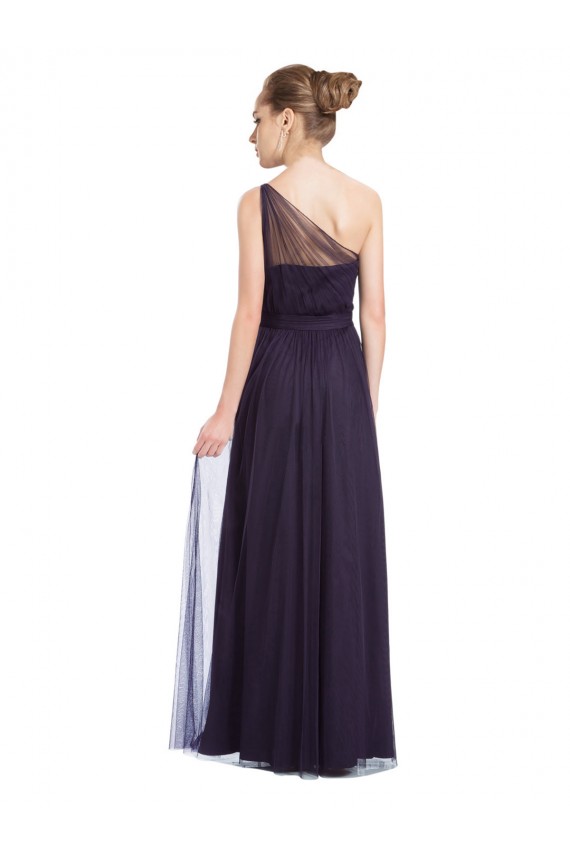 Noir Trapèze Tulle Longue Robes demoiselle d'honneur Pas Cher