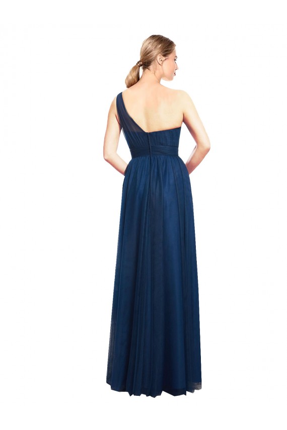 Noir Trapèze Tulle Longue Robes demoiselle d'honneur Pas Cher