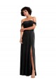 Noir Trapèze Épaule Dénudée Sans bretelle Velours Stretch Longue Formelles Robes demoiselle d'honneur / Robes de soirée / Robes de bal Pas Cher