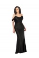 Noir Trapèze Épaule Dénudée Satiné Soyeux Longue Formelles Robes demoiselle d'honneur / Robes de soirée / Robes de bal Pas Cher