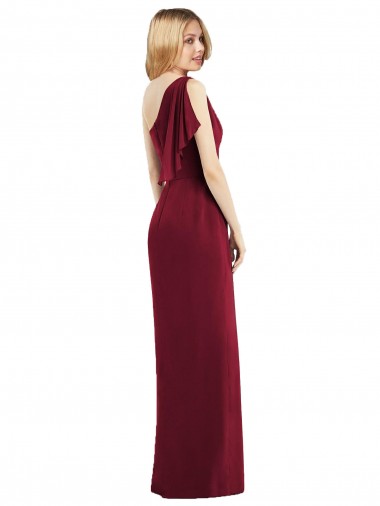 Olive verte Trompette Mousseline Longue Robes demoiselle d'honneur