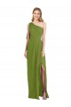 Olive verte Trompette Mousseline Longue Robes demoiselle d'honneur Pas Cher