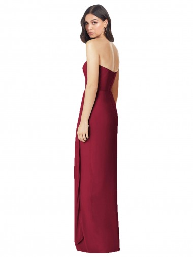 Olive verte Trompette Sans bretelle Mousseline Longue Robes demoiselle d'honneur