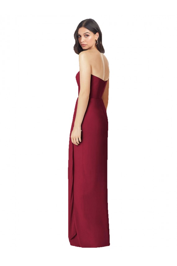 Olive verte Trompette Sans bretelle Mousseline Longue Robes demoiselle d'honneur Pas Cher