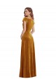 Or Fourreau Col V Velours Stretch Longue Formelles Robes demoiselle d'honneur / Robes de soirée / Robes de bal Pas Cher