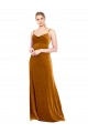 Or Trapèze Bretelles spaghetti Velours Stretch Longue Robes demoiselle d'honneur / Robes de bal Pas Cher