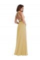 Or Trapèze Licou Mousseline Longue Robes demoiselle d'honneur Pas Cher