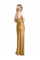 Or Trapèze Sans bretelle Satiné Stretch Longue Formelles Robes demoiselle d'honneur / Robes de soirée / Robes de bal Pas Cher