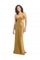 Or Trapèze Satiné Stretch Longue Formelles Robes demoiselle d'honneur / Robes de soirée / Robes de bal Pas Cher