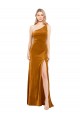 Or Trapèze Velours Stretch Longue Formelles Robes demoiselle d'honneur / Robes de soirée / Robes de bal Pas Cher
