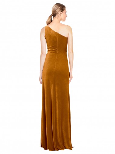 Or Trapèze Velours Stretch Longue Formelles Robes demoiselle d'honneur / Robes de soirée / Robes de bal