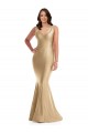 Or doux Sirène Col V Satiné Soyeux Longue Formelles Robes demoiselle d'honneur / Robes de soirée / Robes de bal Pas Cher