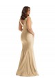 Or doux Sirène Col V Satiné Soyeux Longue Formelles Robes demoiselle d'honneur / Robes de soirée / Robes de bal Pas Cher