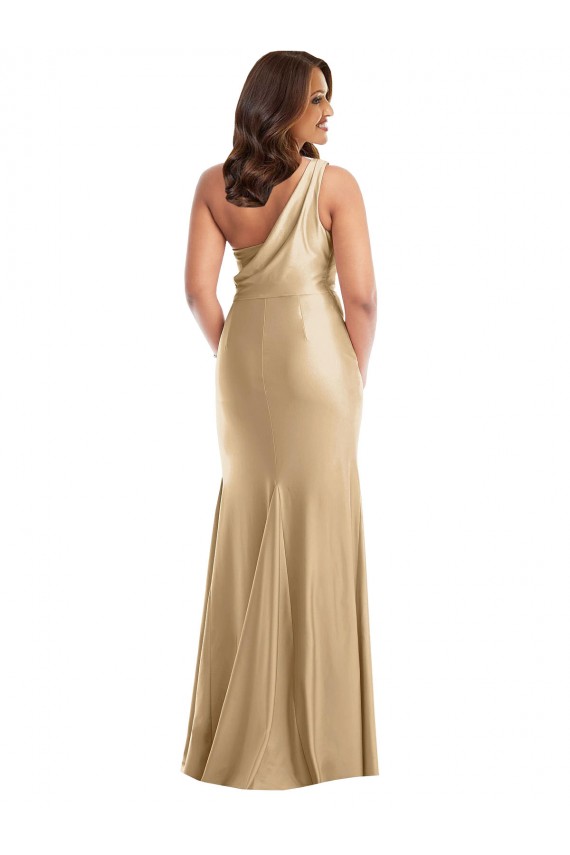 Or doux Sirène Satiné Soyeux Longue Formelles Robes demoiselle d'honneur / Robes de soirée / Robes de bal Pas Cher