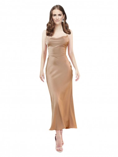 Or rose Fourreau midi Satiné Soyeux Courte Robes demoiselle d'honneur / Robes de soirée / Robes de cocktail Pas Cher