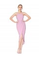 Orchid Sirène Licou Col Haut Crêpe Stretch Courte Asymétrique Robes demoiselle d'honneur / Robes de soirée / Robes de cocktail Pas Cher