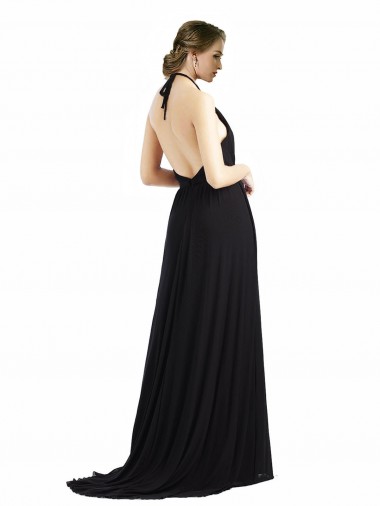 Oyster Argent Trapèze Licou Mousseline Longue Robes demoiselle d'honneur