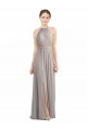 Oyster Argent Trapèze Licou Mousseline Longue Robes demoiselle d'honneur Pas Cher