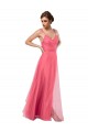 Pastèque Trapèze Bretelles spaghetti Tulle Longue Robes demoiselle d'honneur Pas Cher