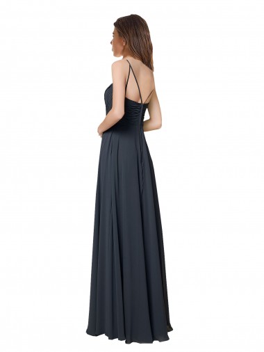 Pastèque Trapèze Col V Mousseline Longue Robes demoiselle d'honneur