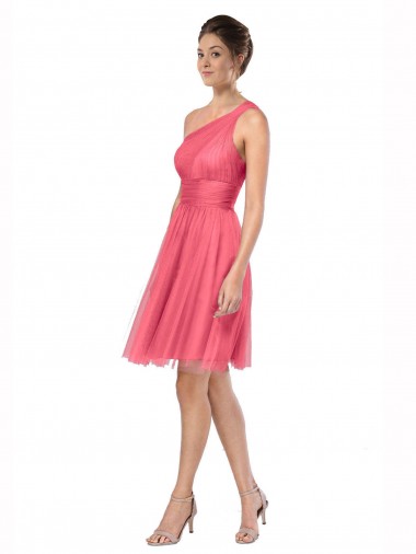Pastèque Trapèze Tulle Longue Robes demoiselle d'honneur Pas Cher