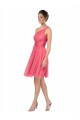 Pastèque Trapèze Tulle Longue Robes demoiselle d'honneur Pas Cher
