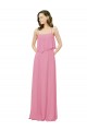 Peau Rose Trapèze Bretelles spaghetti Mousseline Longue Robes demoiselle d'honneur Pas Cher