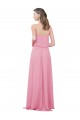 Peau Rose Trapèze Bretelles spaghetti Mousseline Longue Robes demoiselle d'honneur Pas Cher